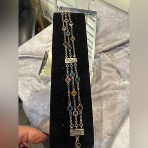 Brighton Elora Tri color  Chic Silver tone Multi-Gem Bracelet